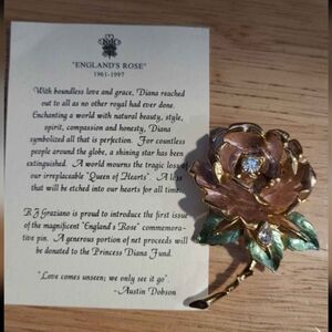 Austin Dobson English Rose. Tribute To Princess Diana Brooch